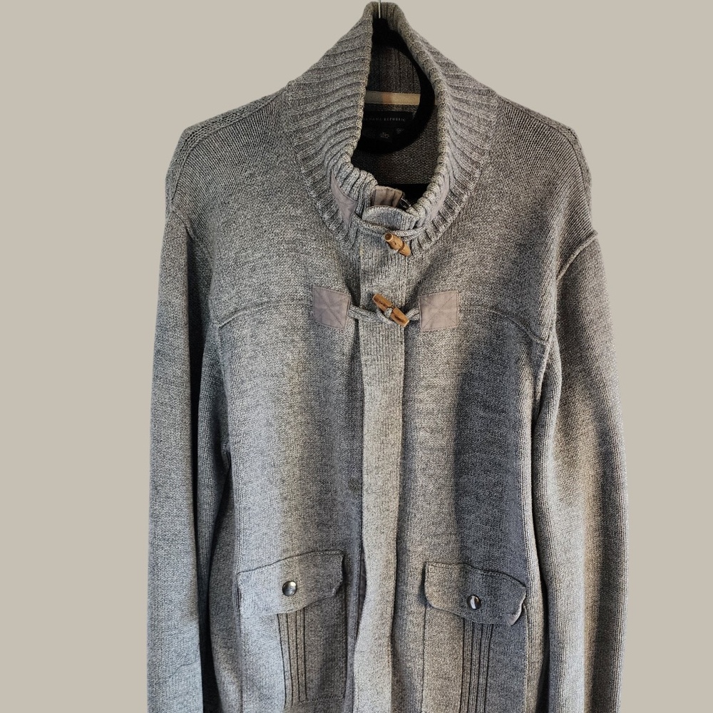 BR - Cardigan w/ Zipper And Toggles Light Grey Melange (XL)